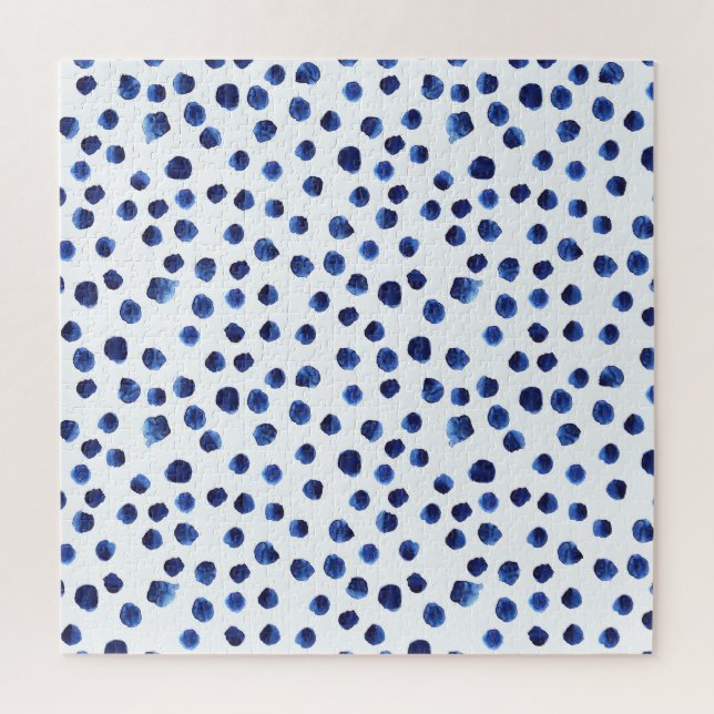 Blue Polka: Watercolor Dot Seamless. Jigsaw Puzzle (Vertical)