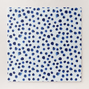 Blue Polka: Watercolor Dot Seamless. Jigsaw Puzzle