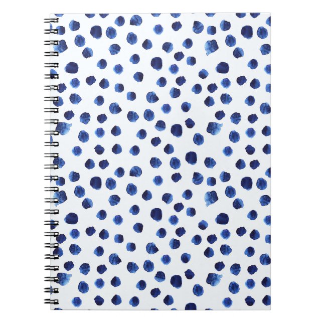 Blue Polka: Watercolor Dot Seamless. Notebook (Front)