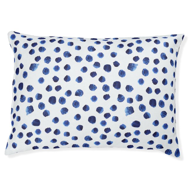 Blue Polka: Watercolor Dot Seamless. Pet Bed (Front)