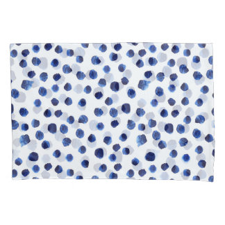 Blue Polka: Watercolor Dot Seamless. Pillow Case