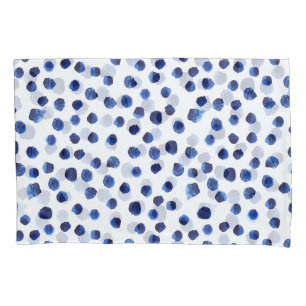 Blue Polka: Watercolor Dot Seamless. Pillow Case