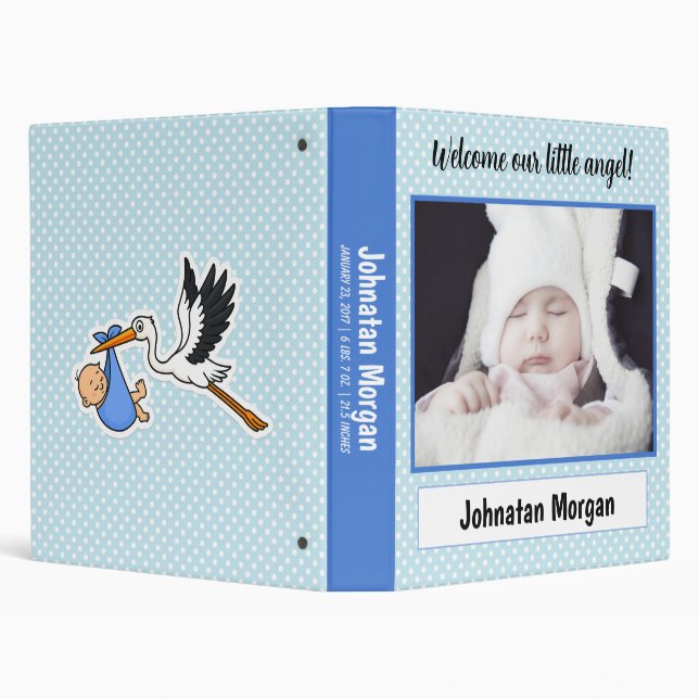 Blue polkadot baby photo album 3 ring binder (Background)