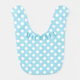 Blue Polkadot Name Baby Boy Baby Bib