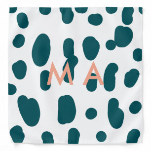 Blue polkadot orange pastel monogram man letter pa bandana