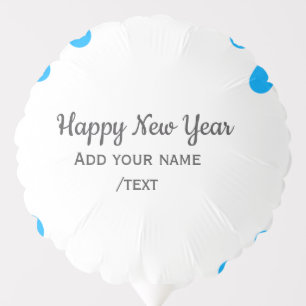 Blue polkadots happy new year add name messasimple balloon