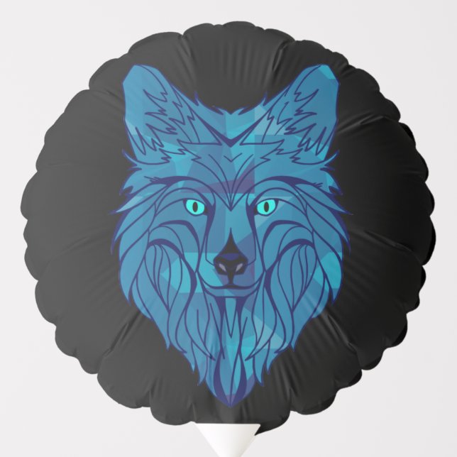 Blue Poly Wolf Head Balloon (Front)