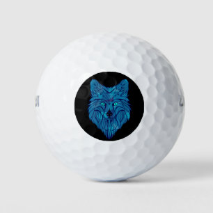 Blue Poly Wolf Head Golf Balls