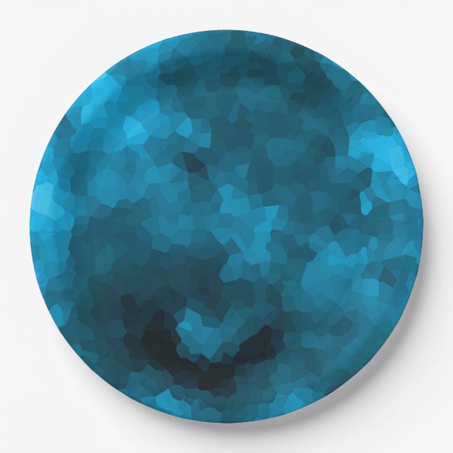 Blue polygonal paper plates (Front)