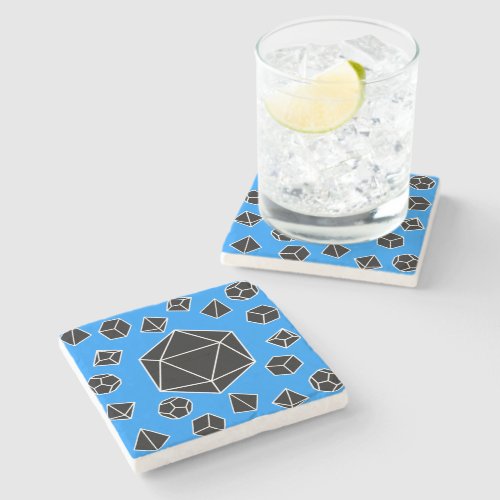 Blue Polyhedral Dice Coaster