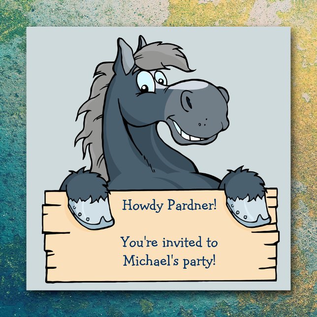 Blue Pony Child Birthday Party Invitation (Creator Uploaded)