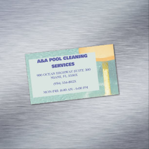 Blue Pool Maintenance Business Card Magnet