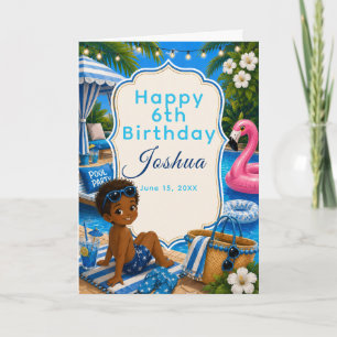 Blue Pool Party boys Birthday  Card