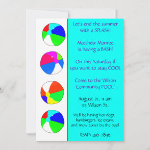 Blue Pool Party Invitation