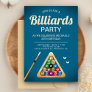 Blue Pool Table Billiards Snooker Birthday Party Invitation