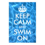 Blue Pool Water Keep Calm and Swim On Poster Blue Pool Water Keep Calm and Swim On Poster
