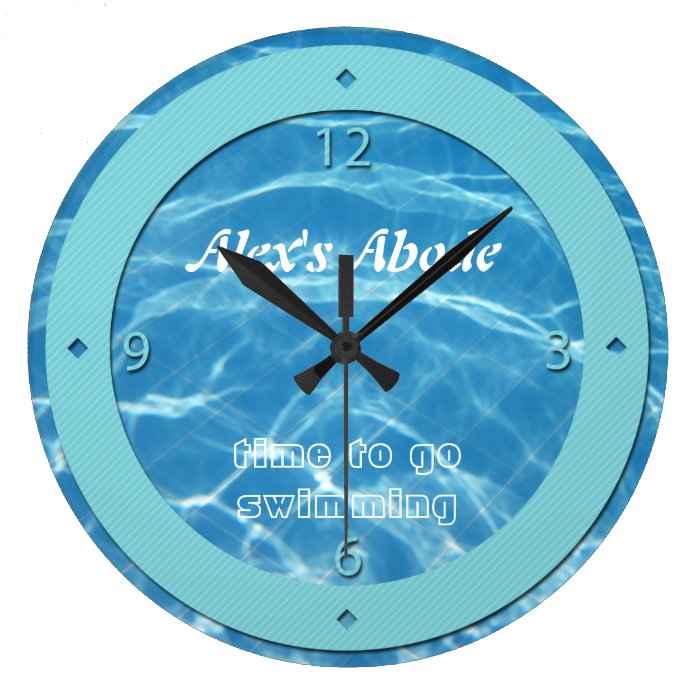 Blue Pool Water Turquoise Stripe Cool Aquatic Swim Wallclock