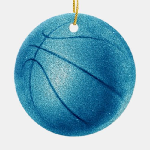 Blue Pop Art Basketball Ceramic Ornament