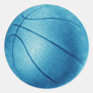 Blue Pop Art Basketball Classic Round Sticker