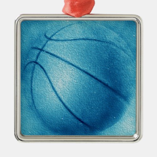 Blue Pop Art Basketball Metal Ornament