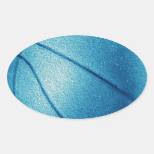 Blue Pop Art Basketball Oval Sticker