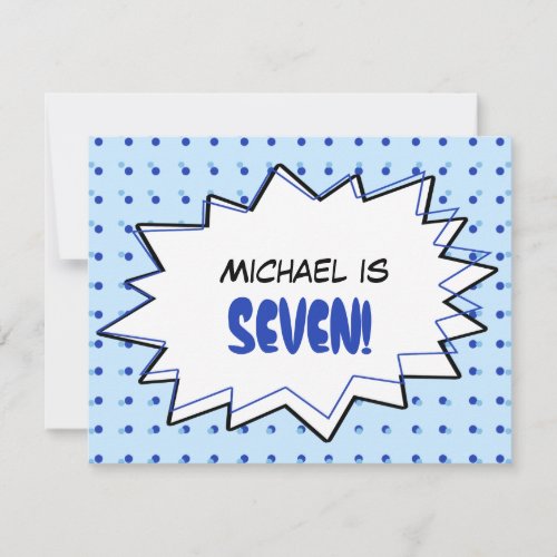 Blue Pop Art Birthday Party Invitation