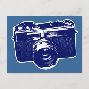 Blue Pop Art Camera Postcard