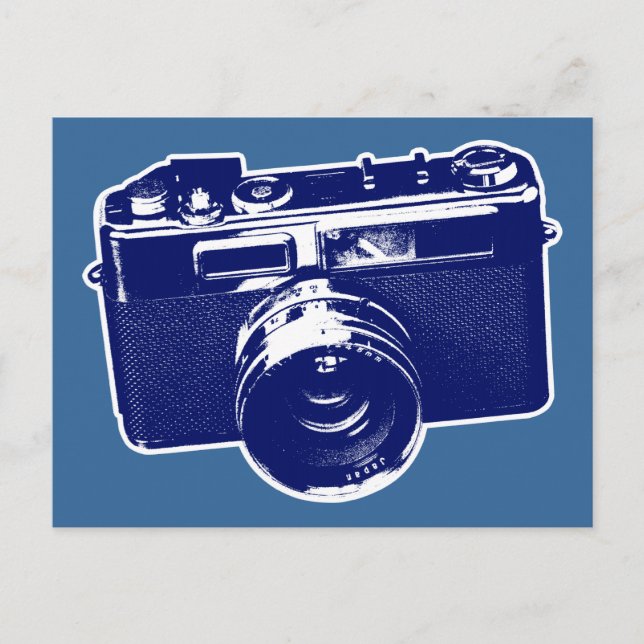 Blue Pop Art Camera Postcard (Front)