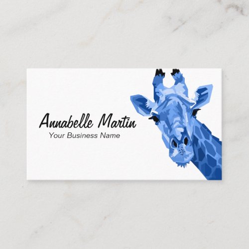 Blue Pop Art Giraffe Business Card