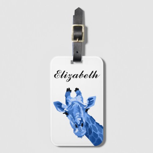 Blue Pop Art Giraffe Personalized Luggage Tag