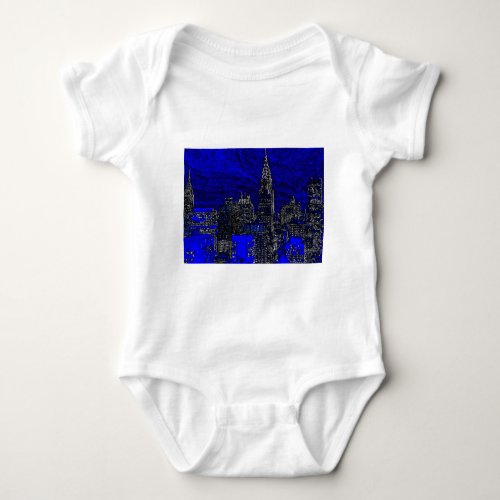 Blue Pop Art New York City Baby Bodysuit