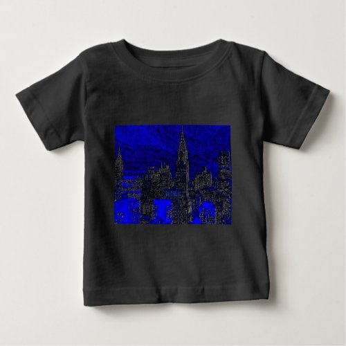 Blue Pop Art New York City Baby T_Shirt