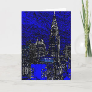 Blue Pop Art New York City Greeting Card