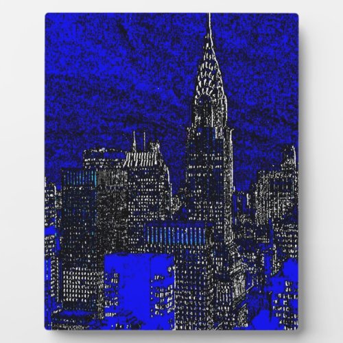 Blue Pop Art New York City Plaque