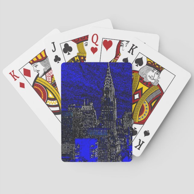 Blue Pop Art New York City Poker Cards (Back)