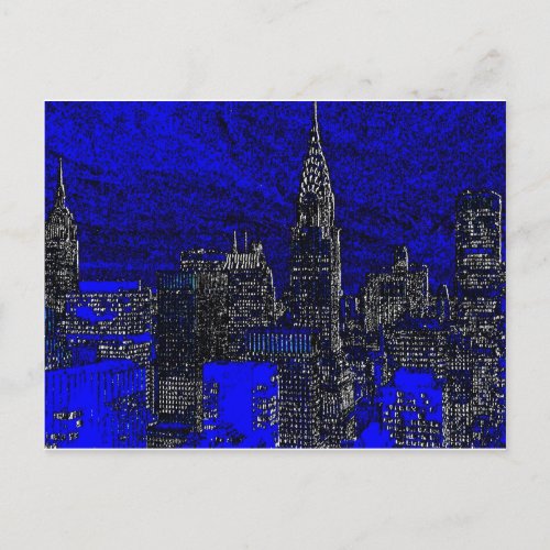 Blue Pop Art New York City Postcard