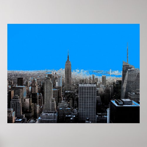 Blue Pop Art New York City Poster Print