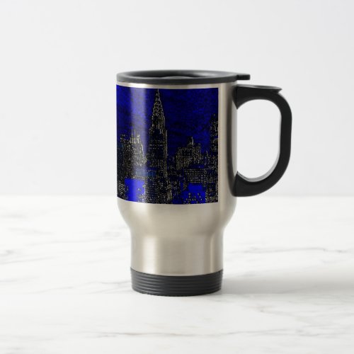 Blue Pop Art New York City Travel Mug
