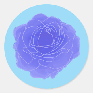 Blue Pop Art Rose Classic Round Sticker