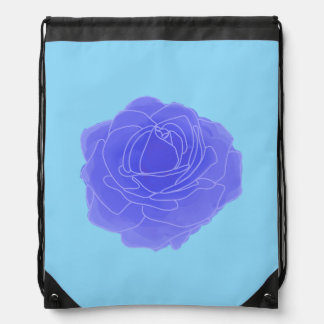 Blue Pop Art Rose Drawstring Bag