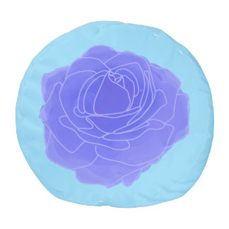 Blue Pop Art Rose Pouf