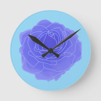 Blue Pop Art Rose Round Clock