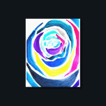 Blue pop art rose watercolor canvas print<br><div class="desc">Pop art from original watercolor painting of a blue abstract rose with colorful cartoonish colors. Bright pop art style.</div>