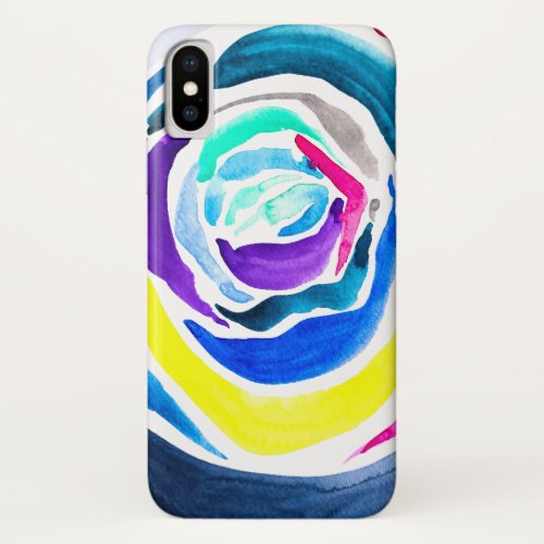 Blue pop art rose watercolor iPhone XS case