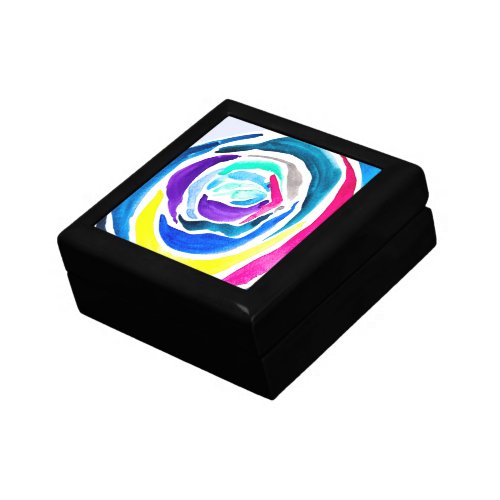 Blue pop art rose watercolor gift box