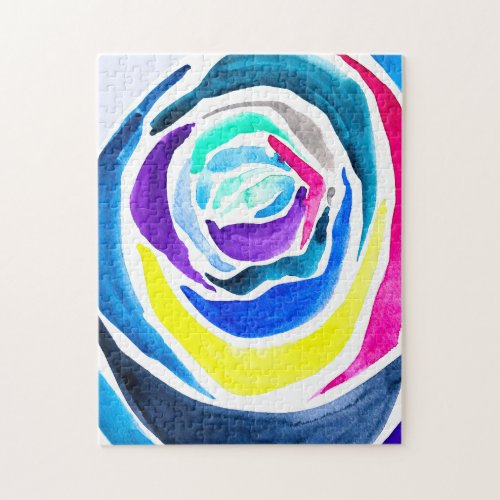 Blue pop art rose watercolor jigsaw puzzle