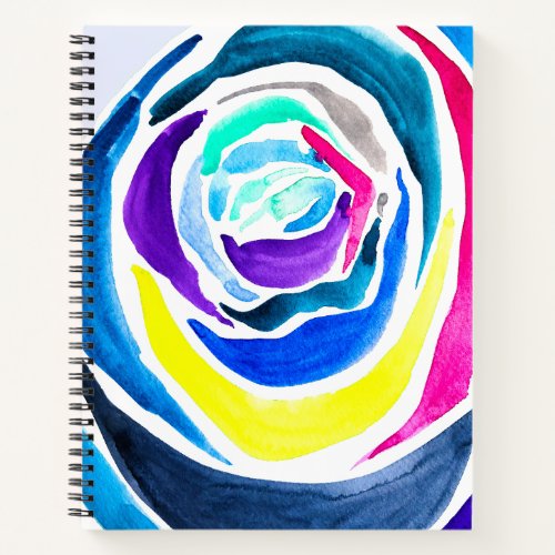 Blue pop art rose watercolor notebook
