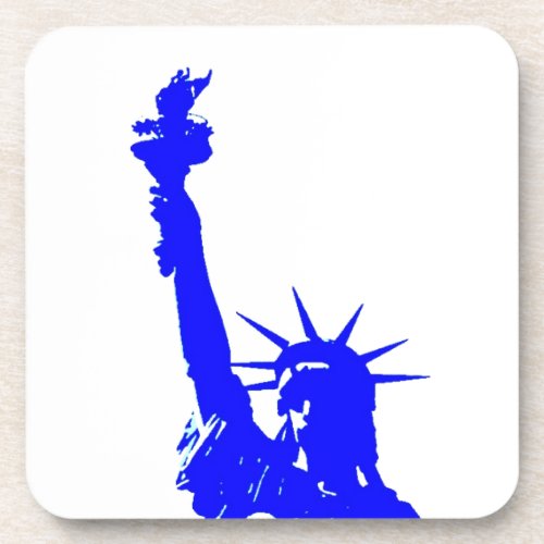 Blue Pop Art Statue of Liberty Drink Coaster