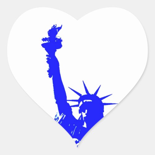 Blue Pop Art Statue of Liberty Heart Sticker
