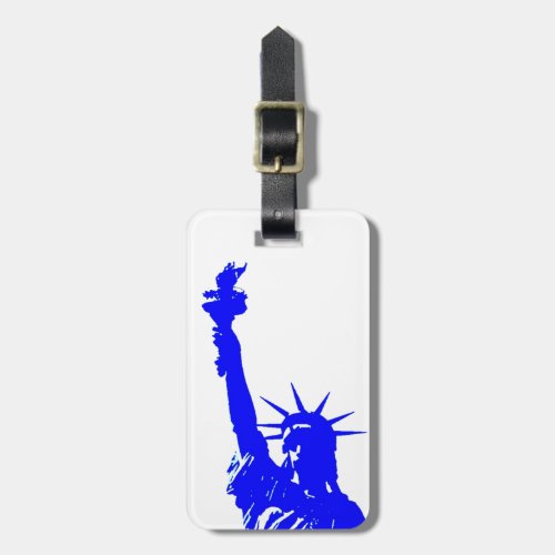 Blue Pop Art Statue of Liberty Luggage Tag